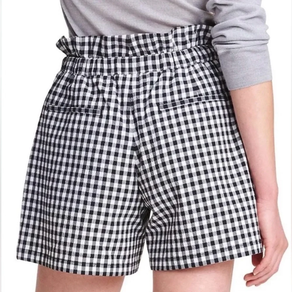 Rag & Bone Camille Cotton Black/White Gingham High Waist Paperbag Shorts Size 10